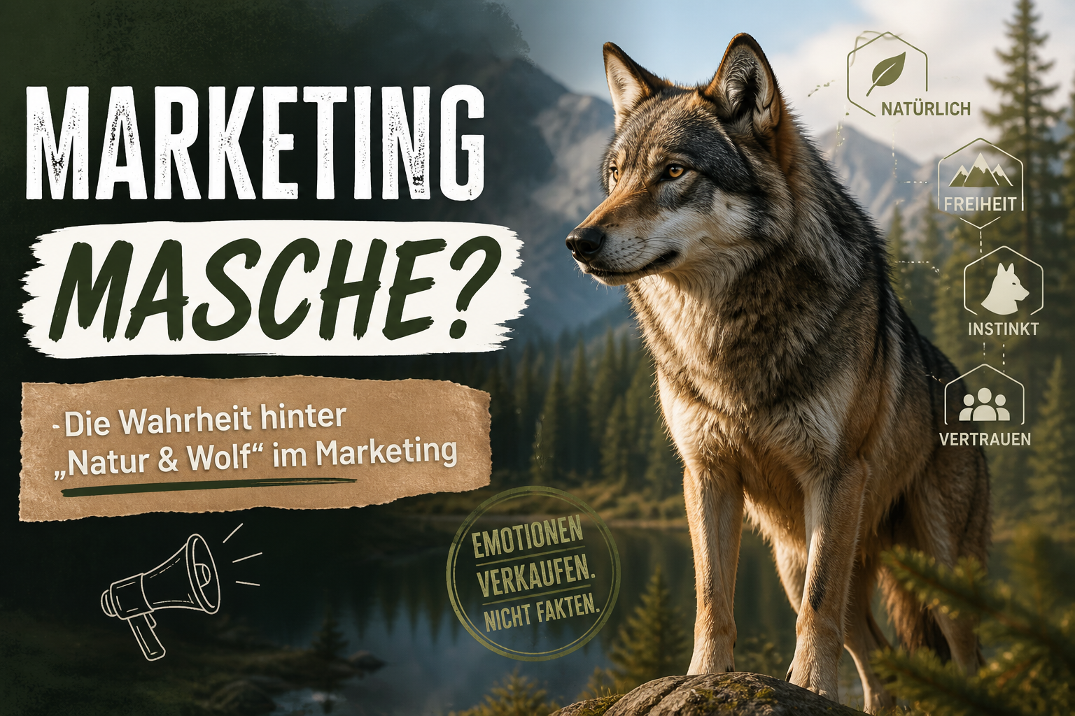 Marketing-Masche „Natur & Wolf“ – warum dieses Bild im Marketing so stark wirkt